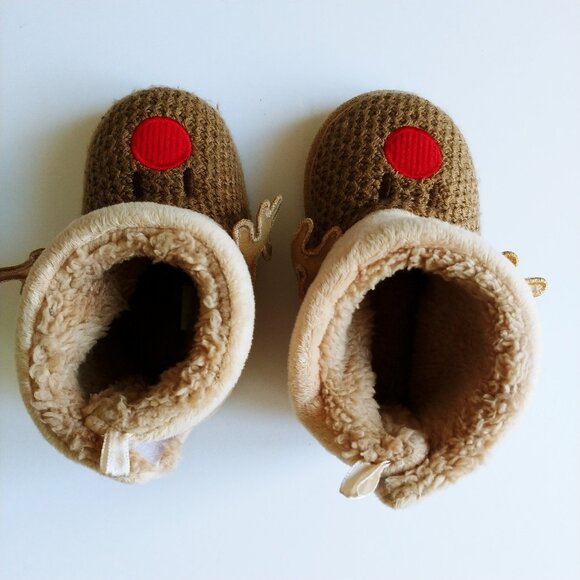 Reindeer Baby Slippers 3D Antlers size 5-6 - Picture 9 of 11